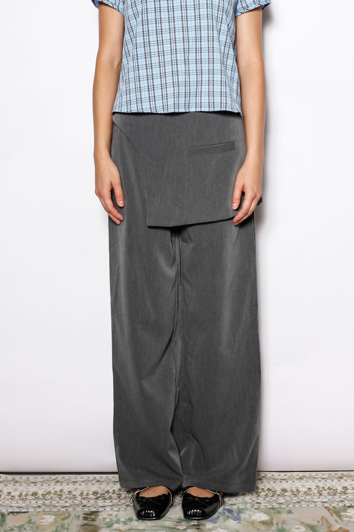 Wool Gray Skirt Wide Leg Pants