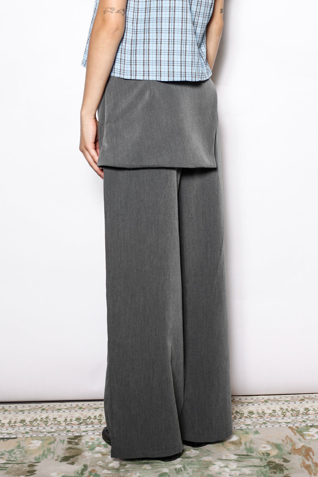 Wool Gray Skirt Wide Leg Pants