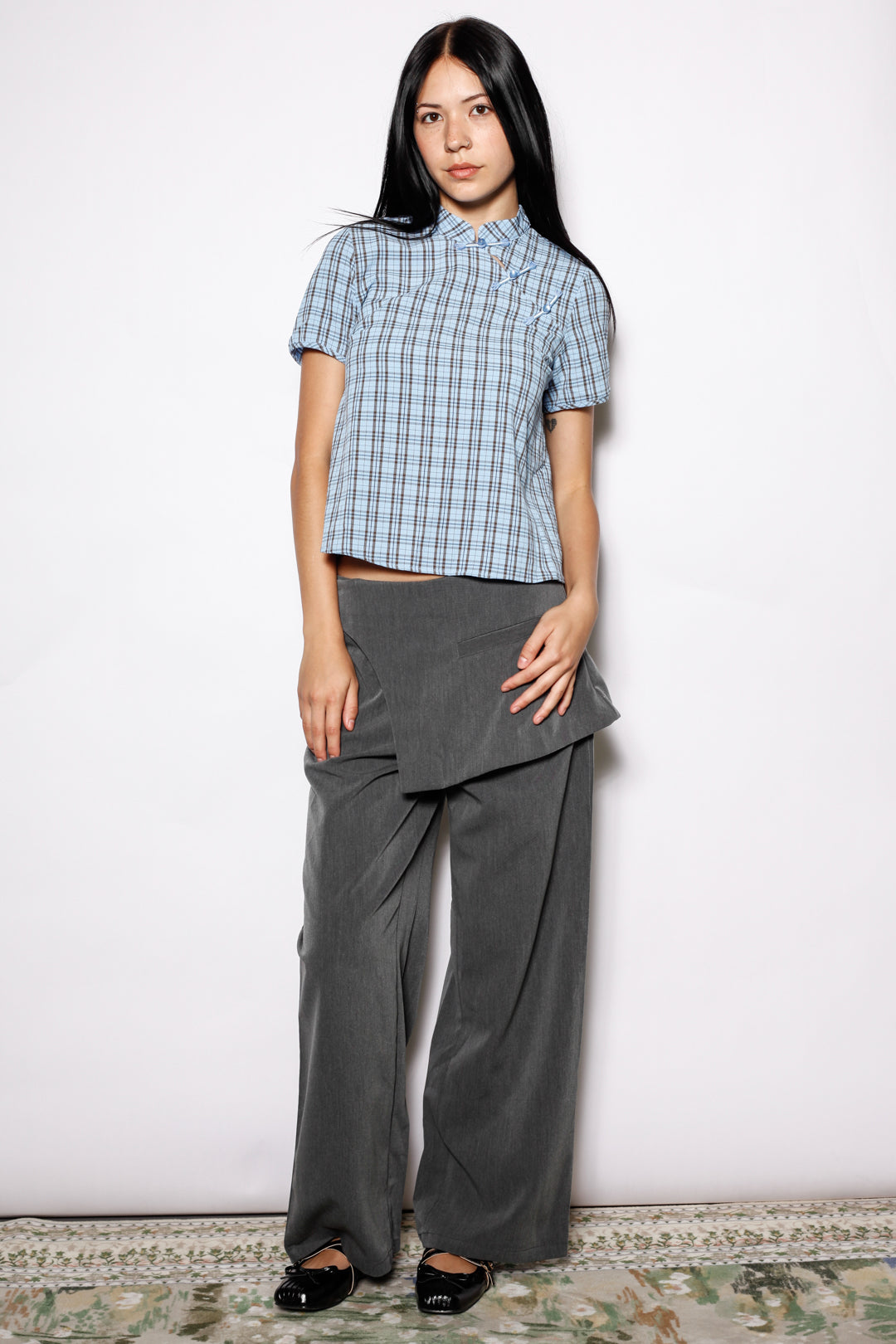 Wool Gray Skirt Wide Leg Pants