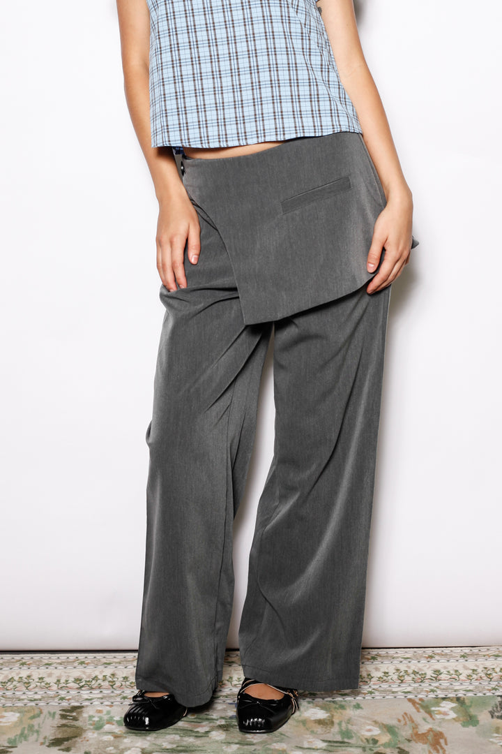 Wool Gray Skirt Wide Leg Pants