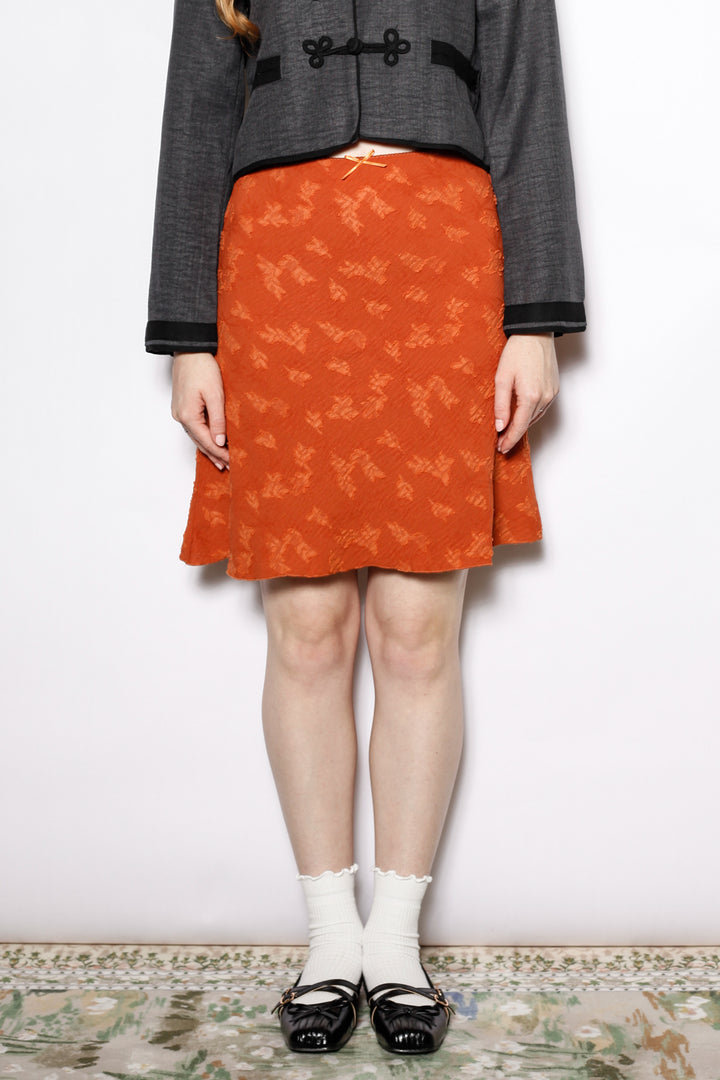 Cotton Textured Orange Floral Skirt