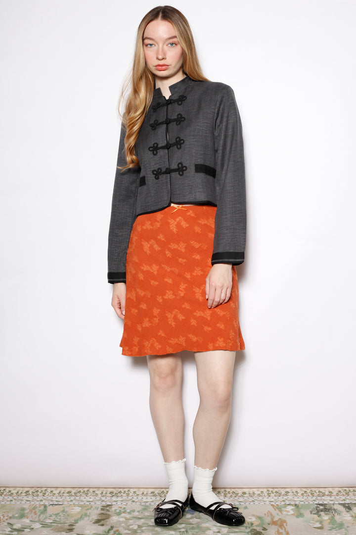 Cotton Textured Orange Floral Skirt