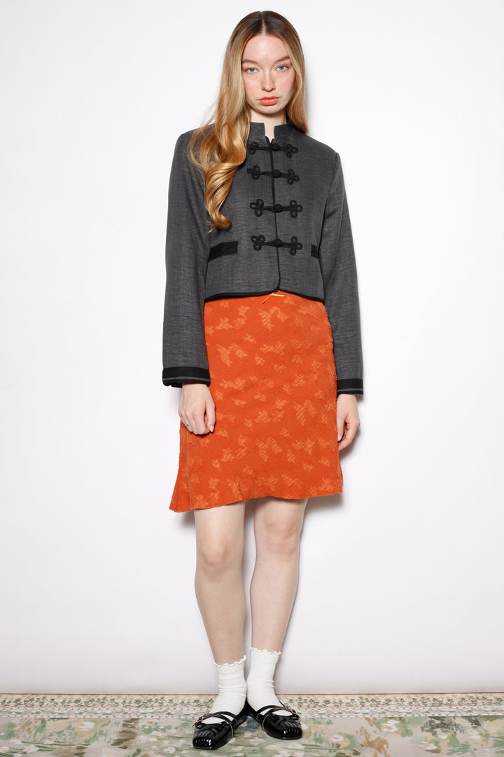 Cotton Textured Orange Floral Skirt