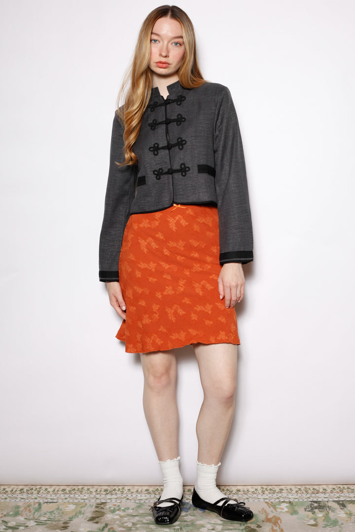 Cotton Textured Orange Floral Skirt
