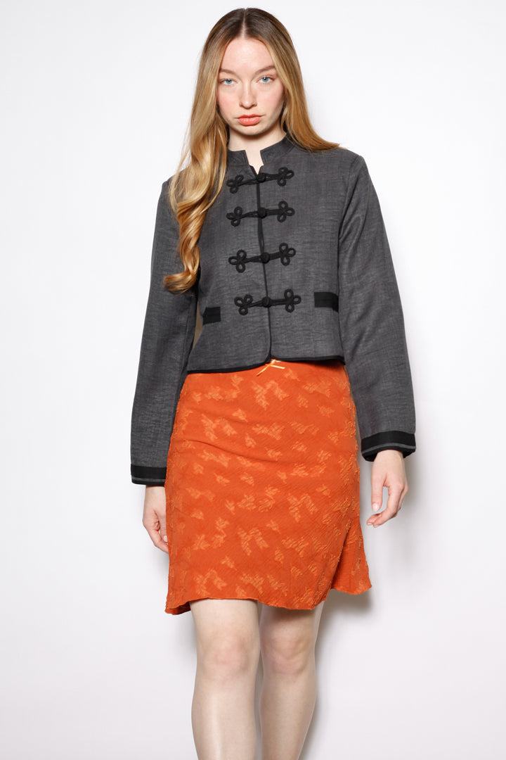 Cotton Textured Orange Floral Skirt