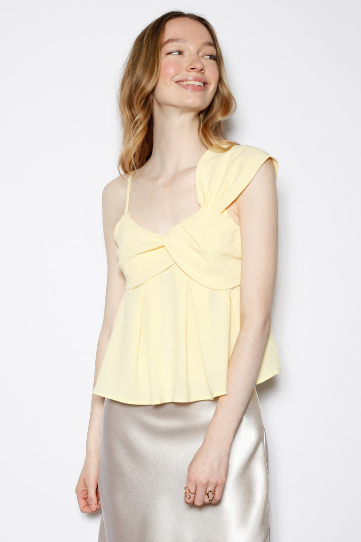 Cotton Butter Yellow Asymmetrical Top