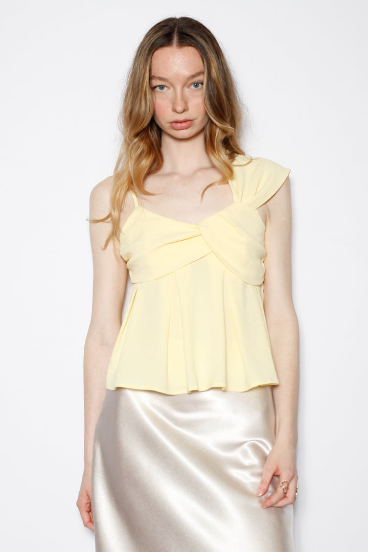Cotton Butter Yellow Asymmetrical Top