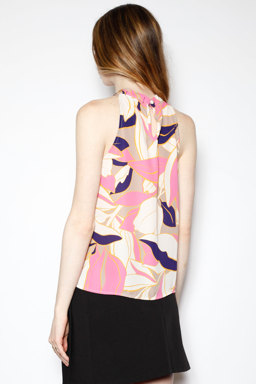 Silk Pink Abstract Printed Blouse Top