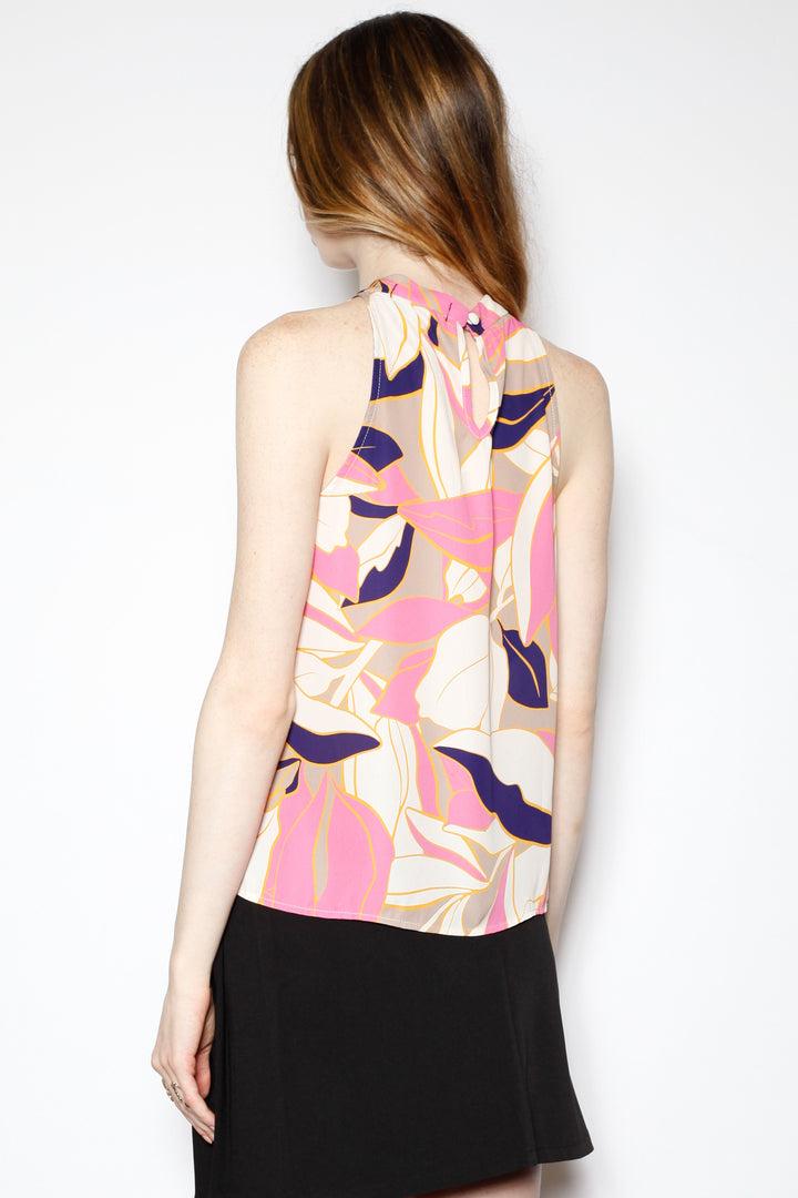 Silk Pink Abstract Printed Blouse Top