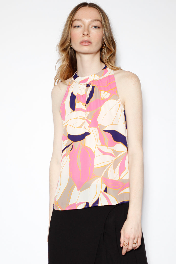 Silk Pink Abstract Printed Blouse Top
