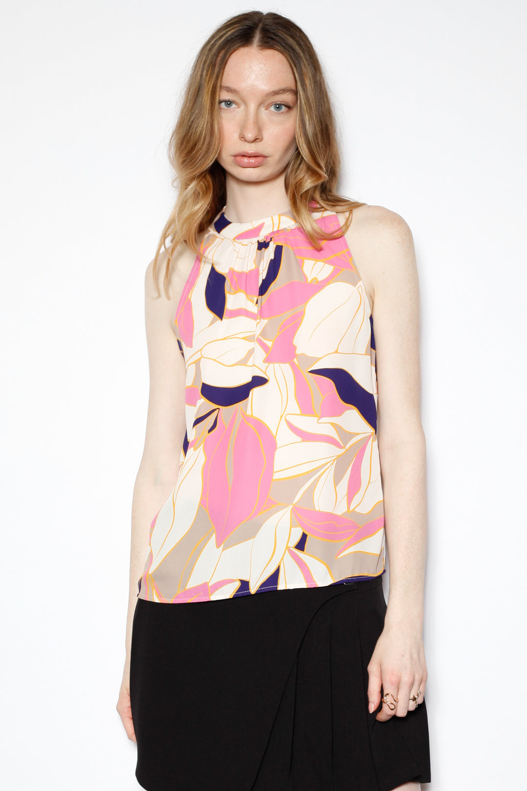 Silk Pink Abstract Printed Blouse Top