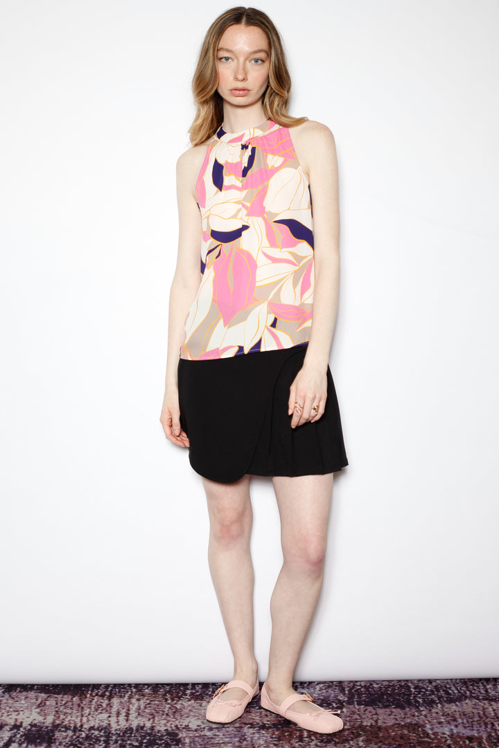 Silk Pink Abstract Printed Blouse Top