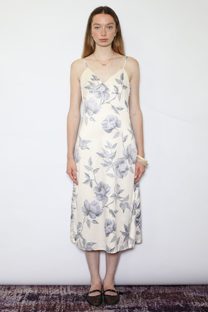 Silk Printed Champagne Slip Dress