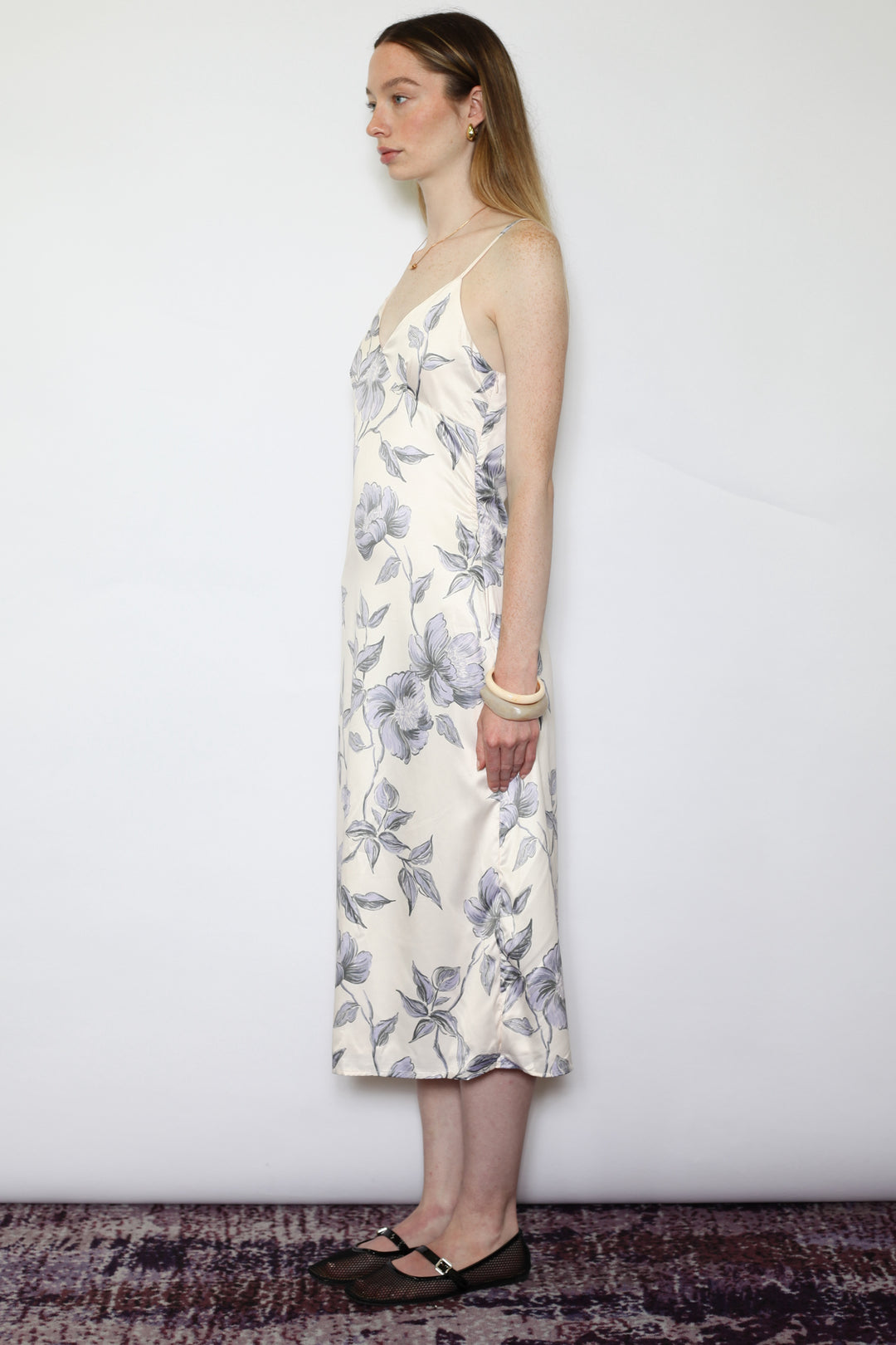 Silk Printed Champagne Slip Dress
