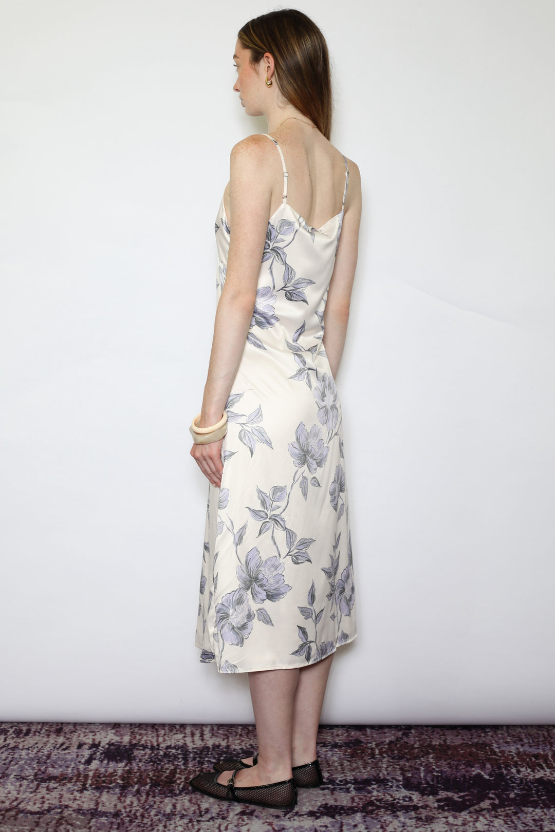 Silk Printed Champagne Slip Dress