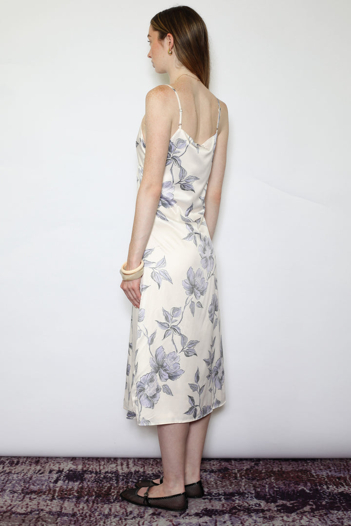 Silk Printed Champagne Slip Dress