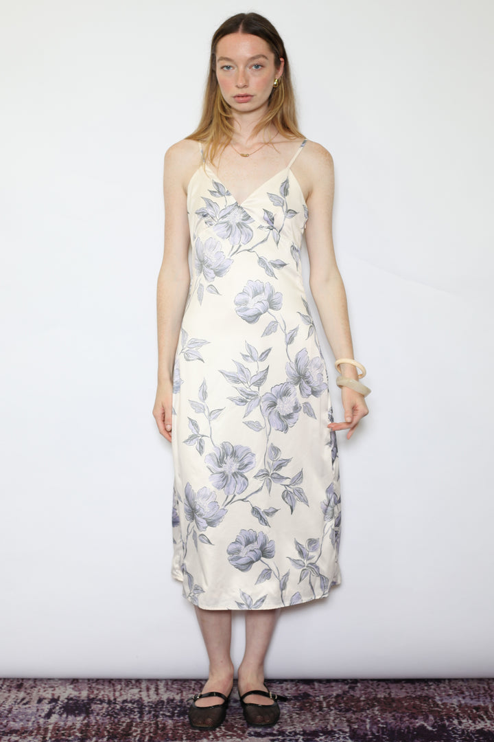 Silk Printed Champagne Slip Dress