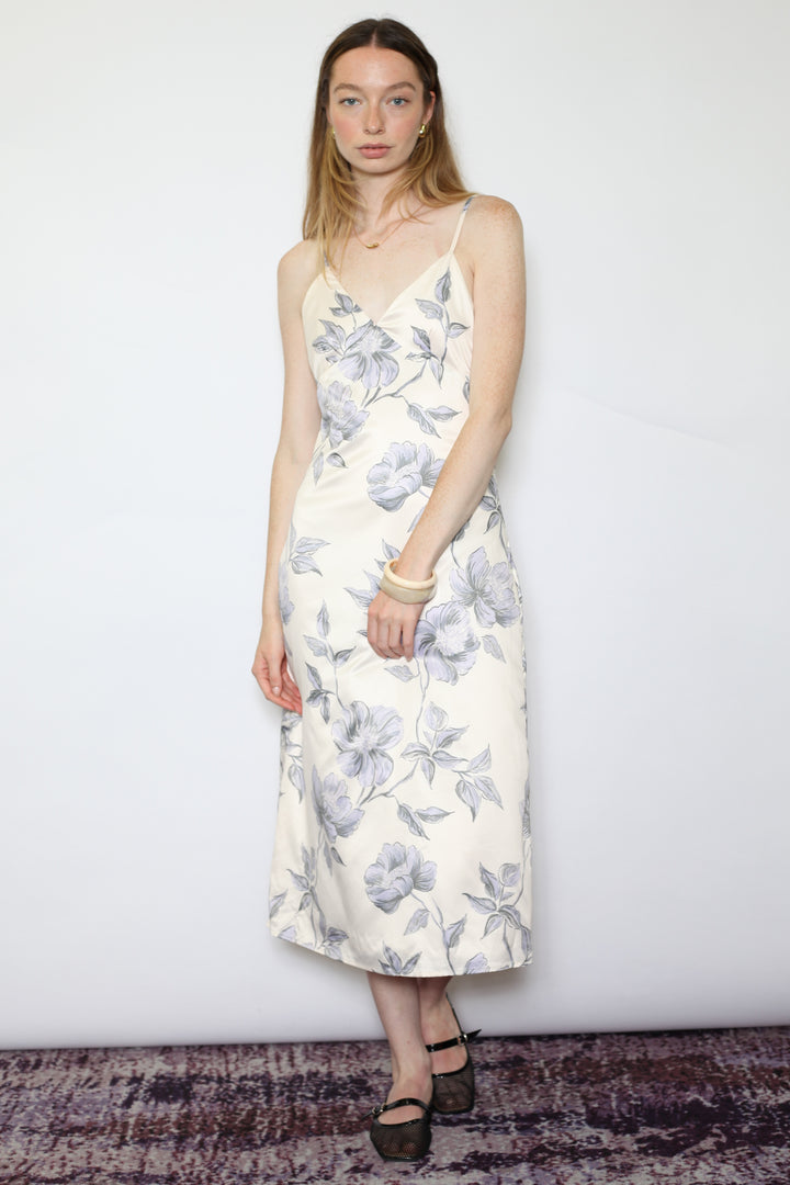 Silk Printed Champagne Slip Dress