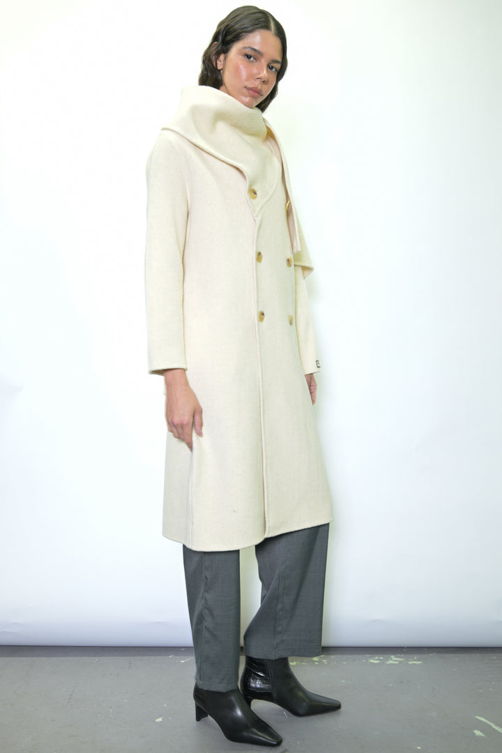 100% Merino Wool Ivory Scarf Coat