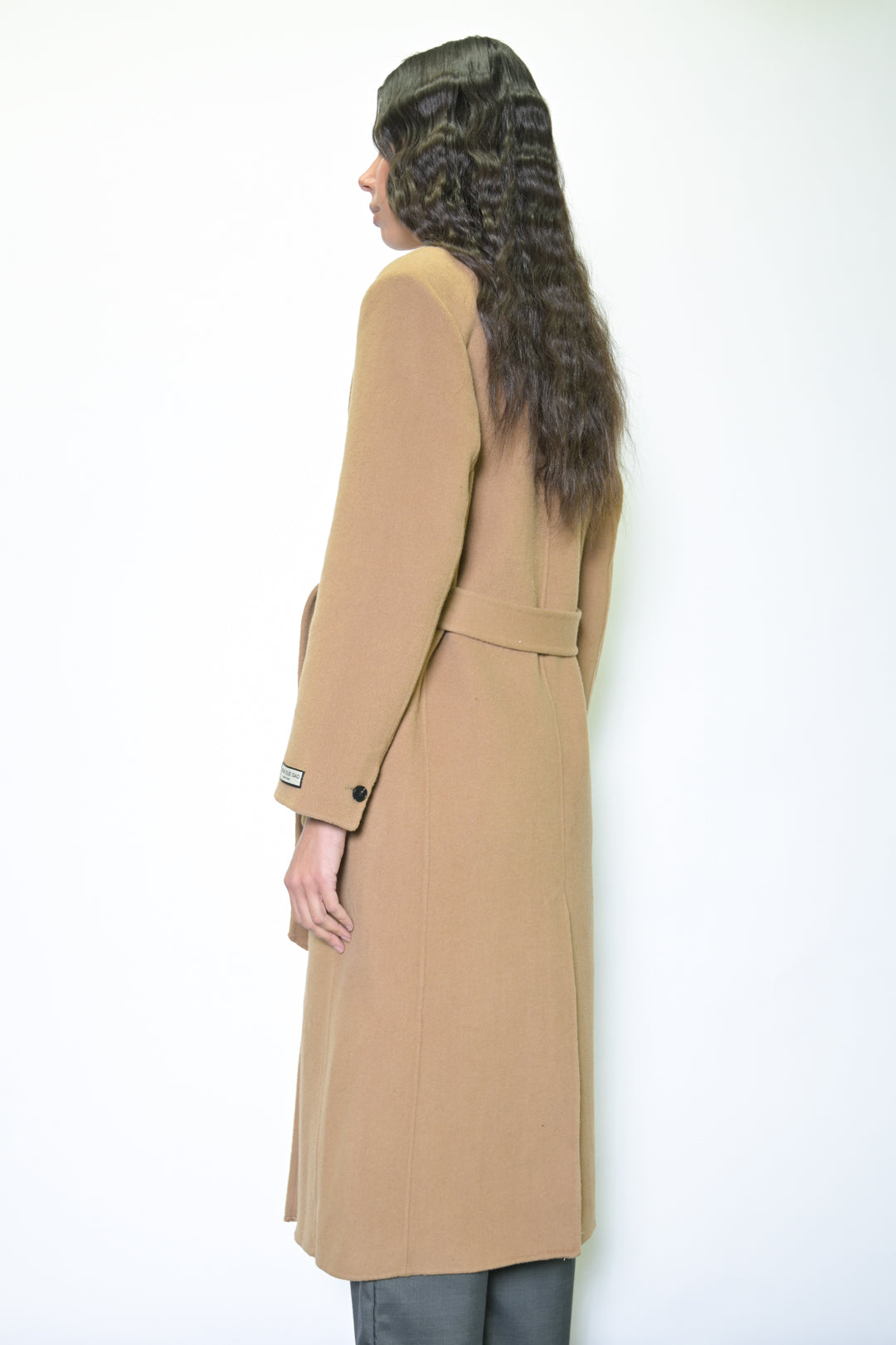 100% Merino Wool Camel Tailored Belted Coat