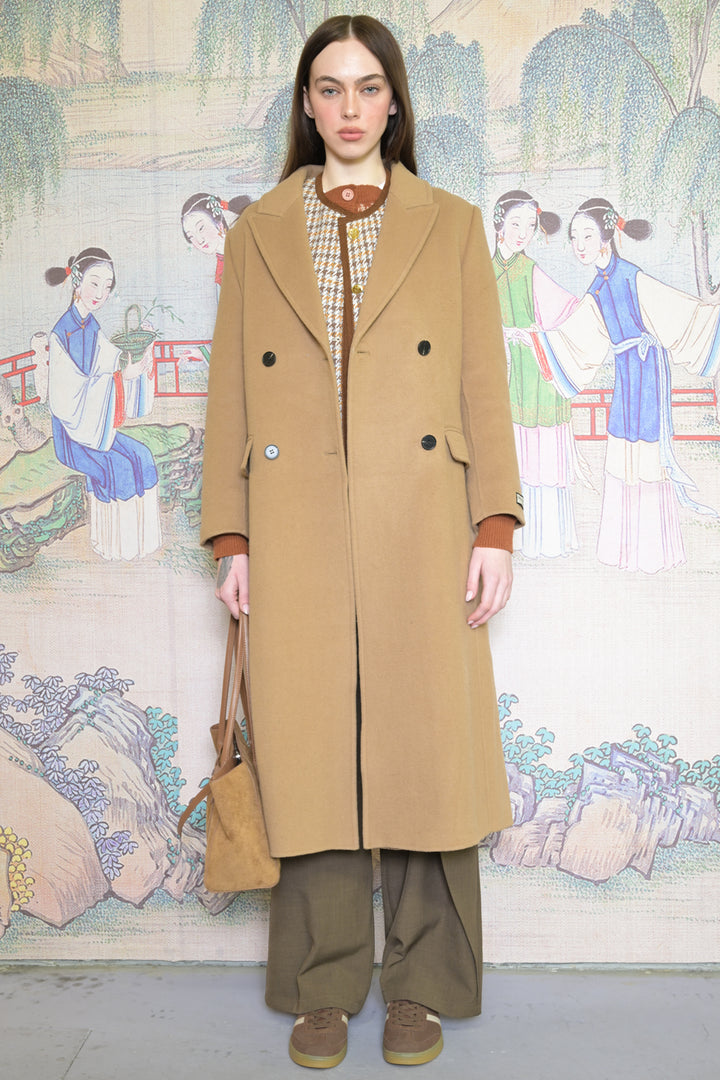 100% Merino Wool Camel Tailored Belted Coat