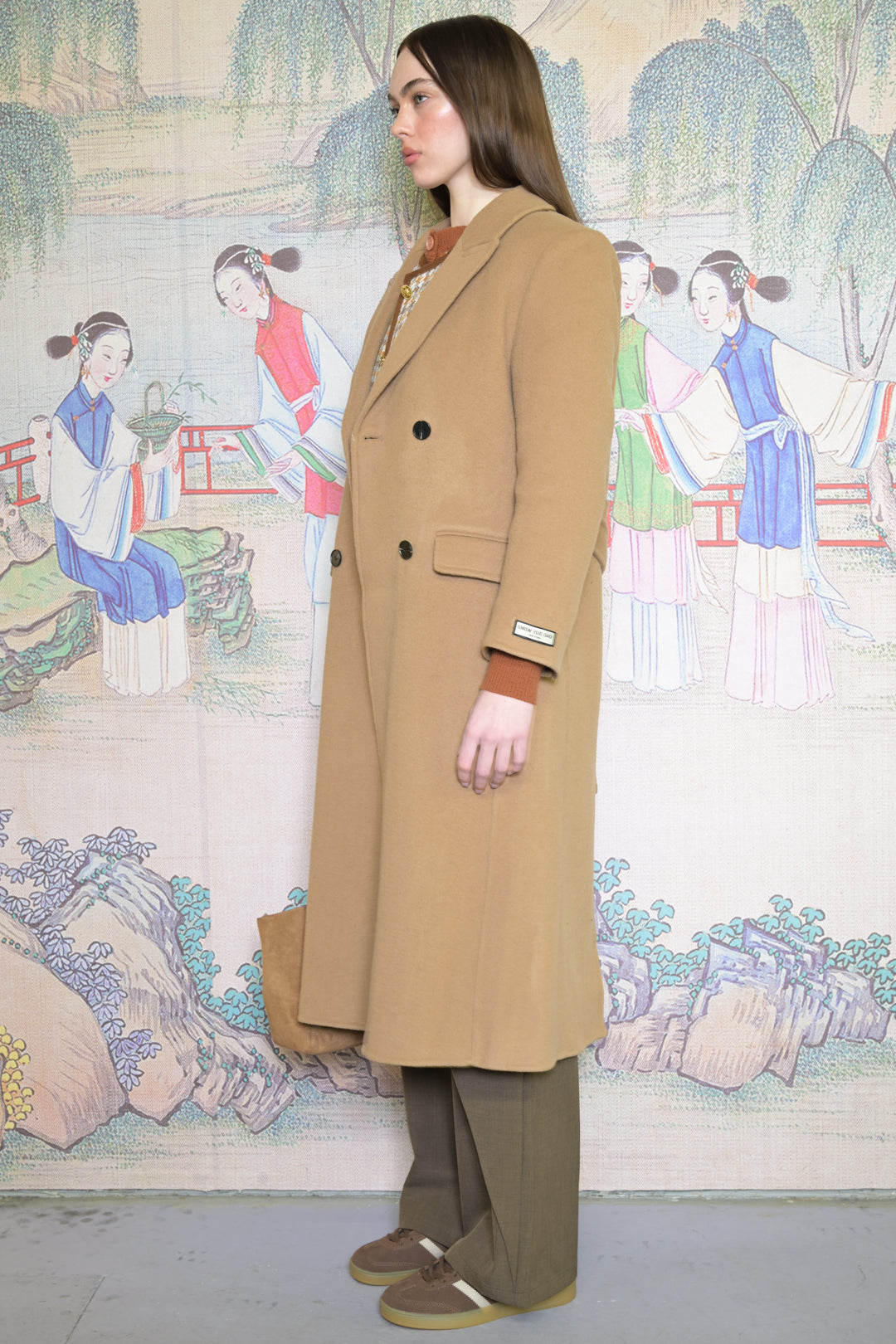 100% Merino Wool Camel Tailored Belted Coat