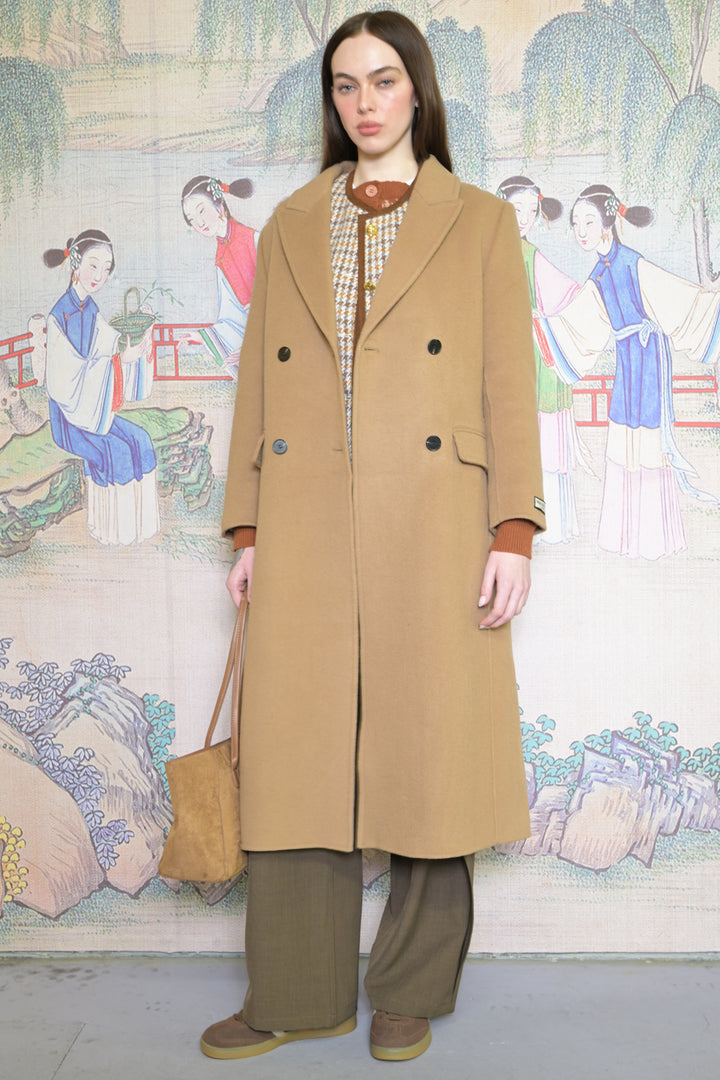 100% Merino Wool Camel Tailored Belted Coat