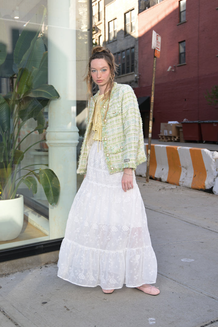 Wool Mint Green Tweed Blazer