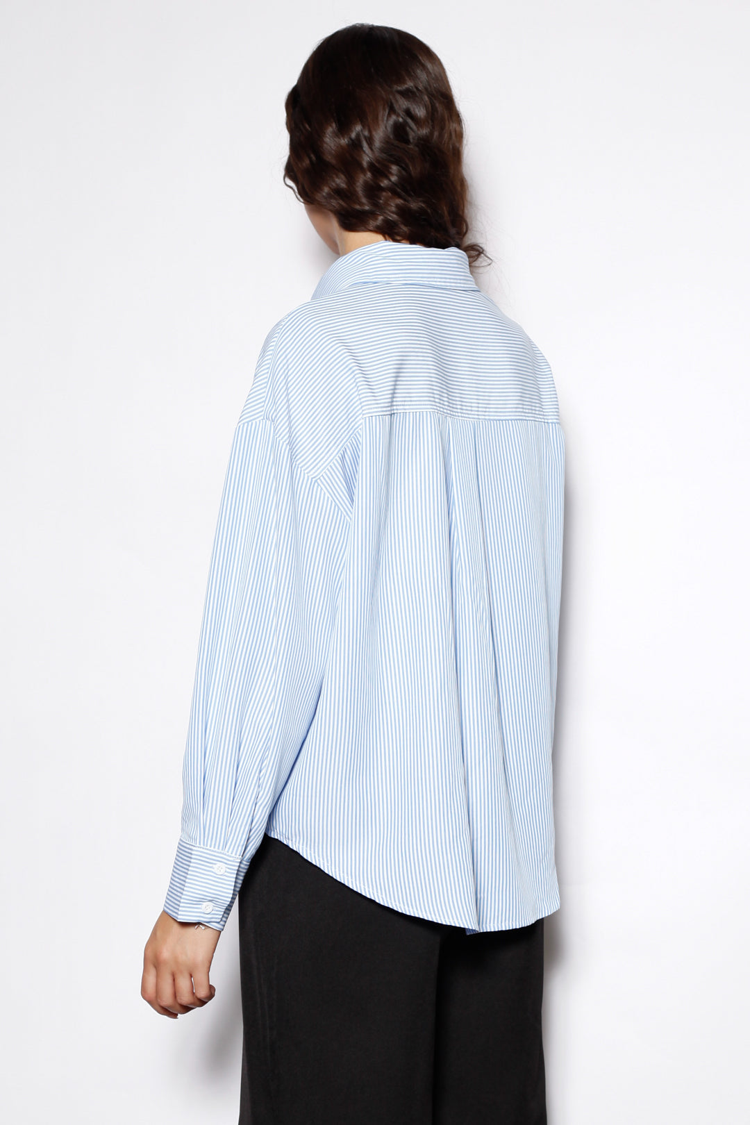 Blue Stripe Cotton Relaxed Fit Frog Closure Shirt