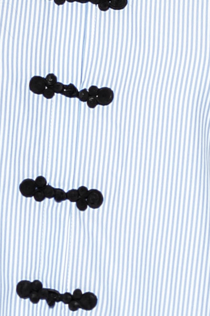 Blue Stripe Cotton Relaxed Fit Frog Closure Shirt