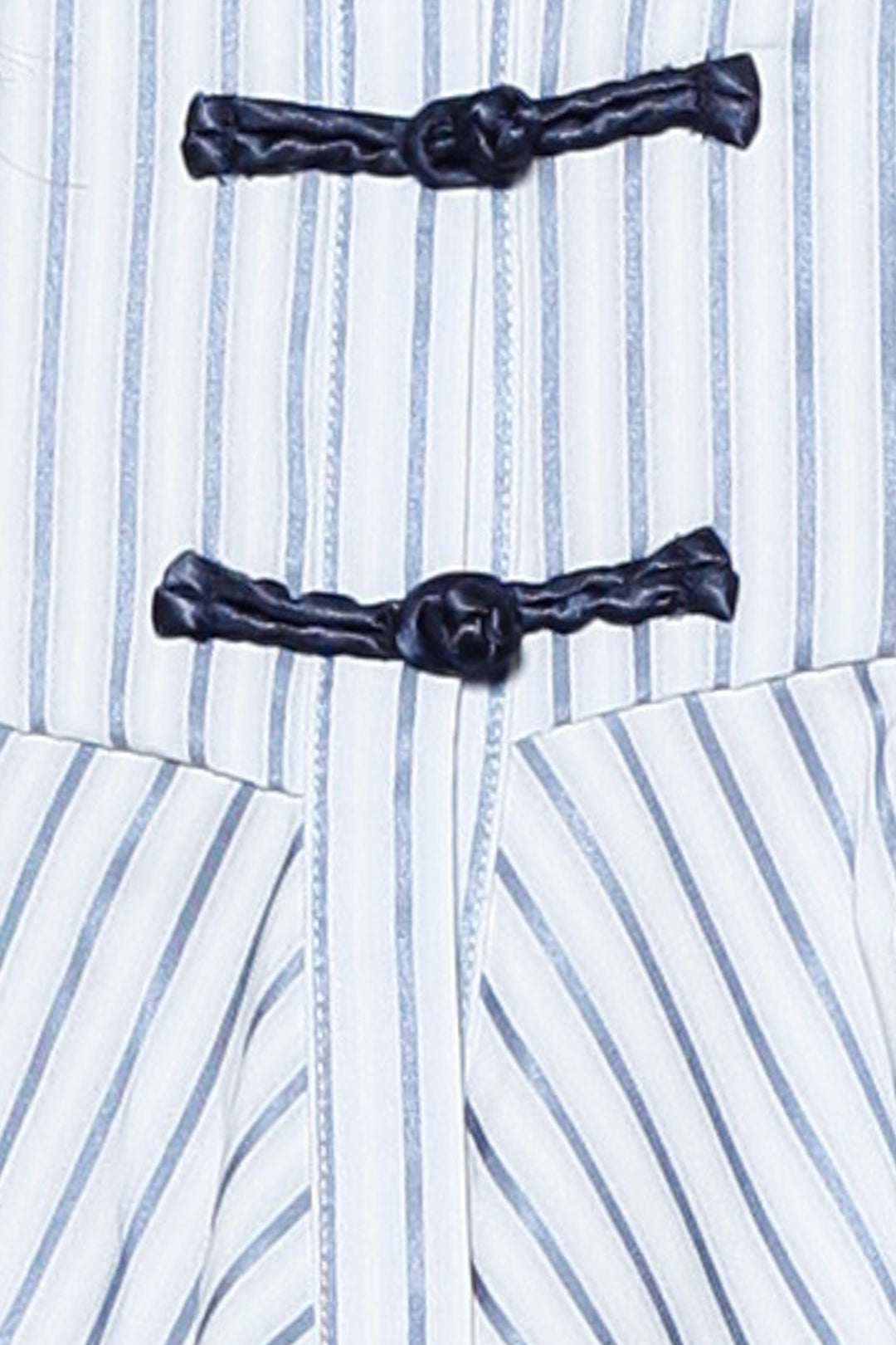 Blue Stripe Cotton Peplum Frog Closure Shirt