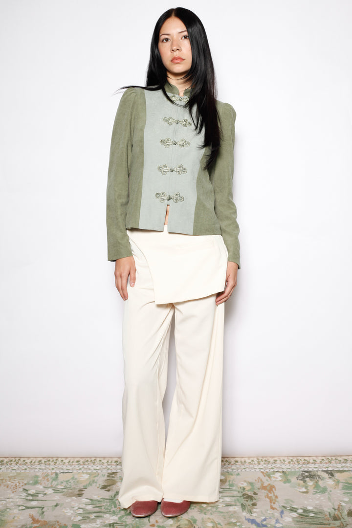 Sage Linen Frog Closure Jacket