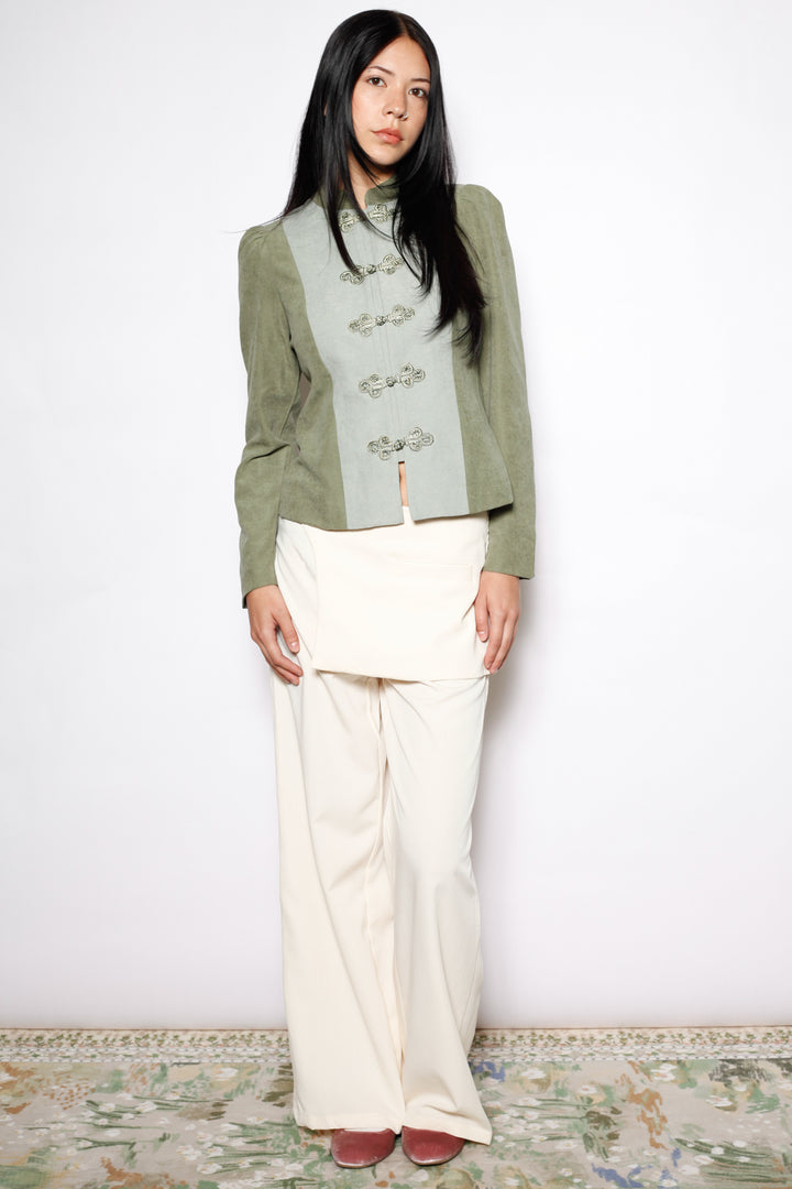 Sage Linen Frog Closure Jacket