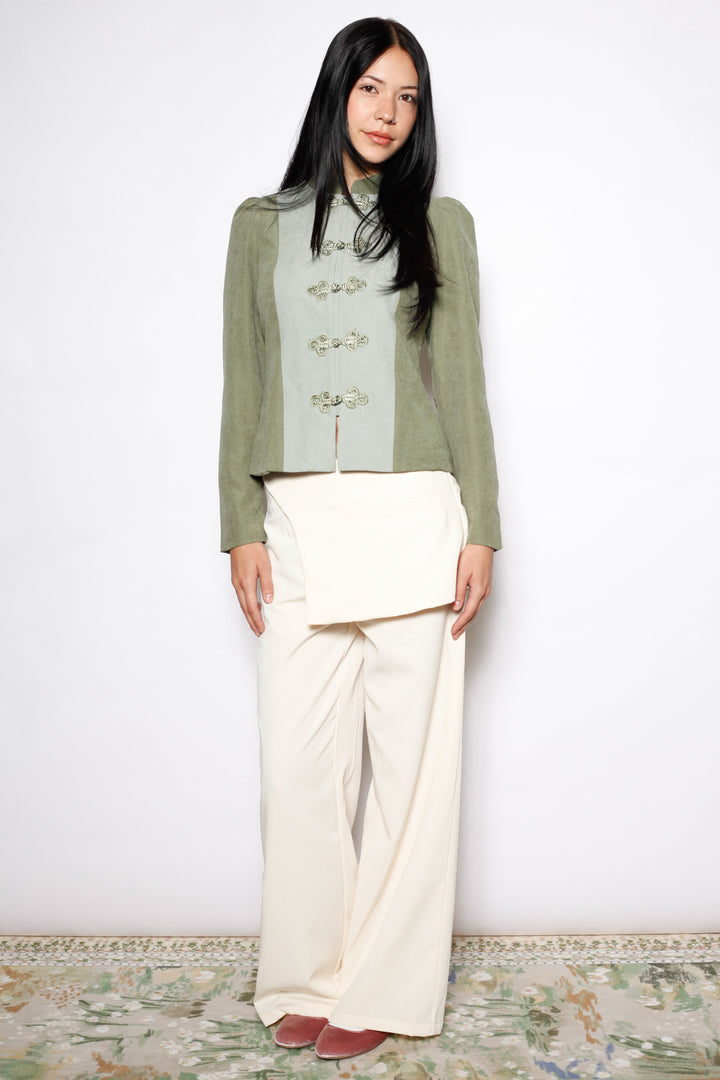 Sage Linen Frog Closure Jacket