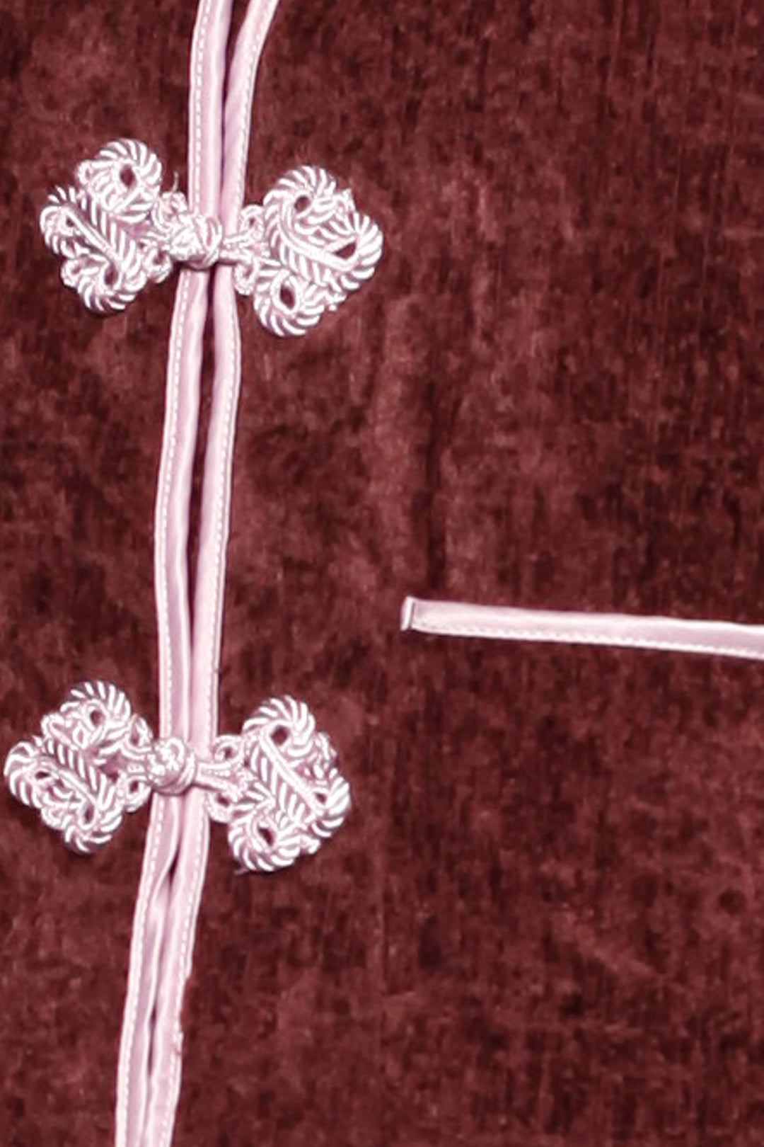 Burgundy Textured Wool Frog Closure Jacket