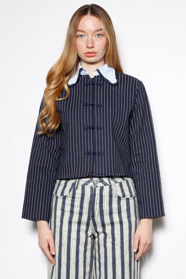 Cotton Denim Pinstripe Jacket
