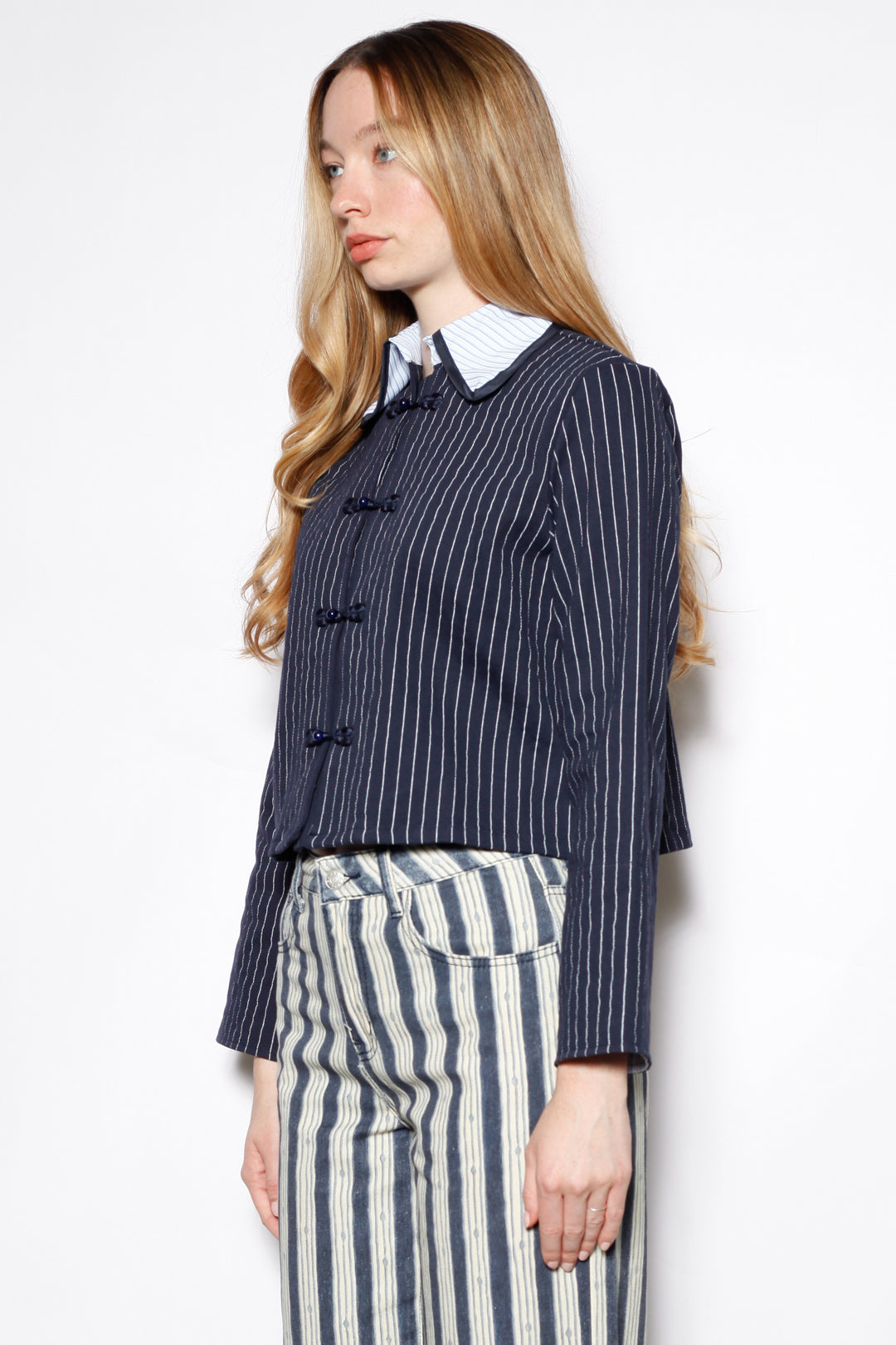Cotton Denim Pinstripe Jacket