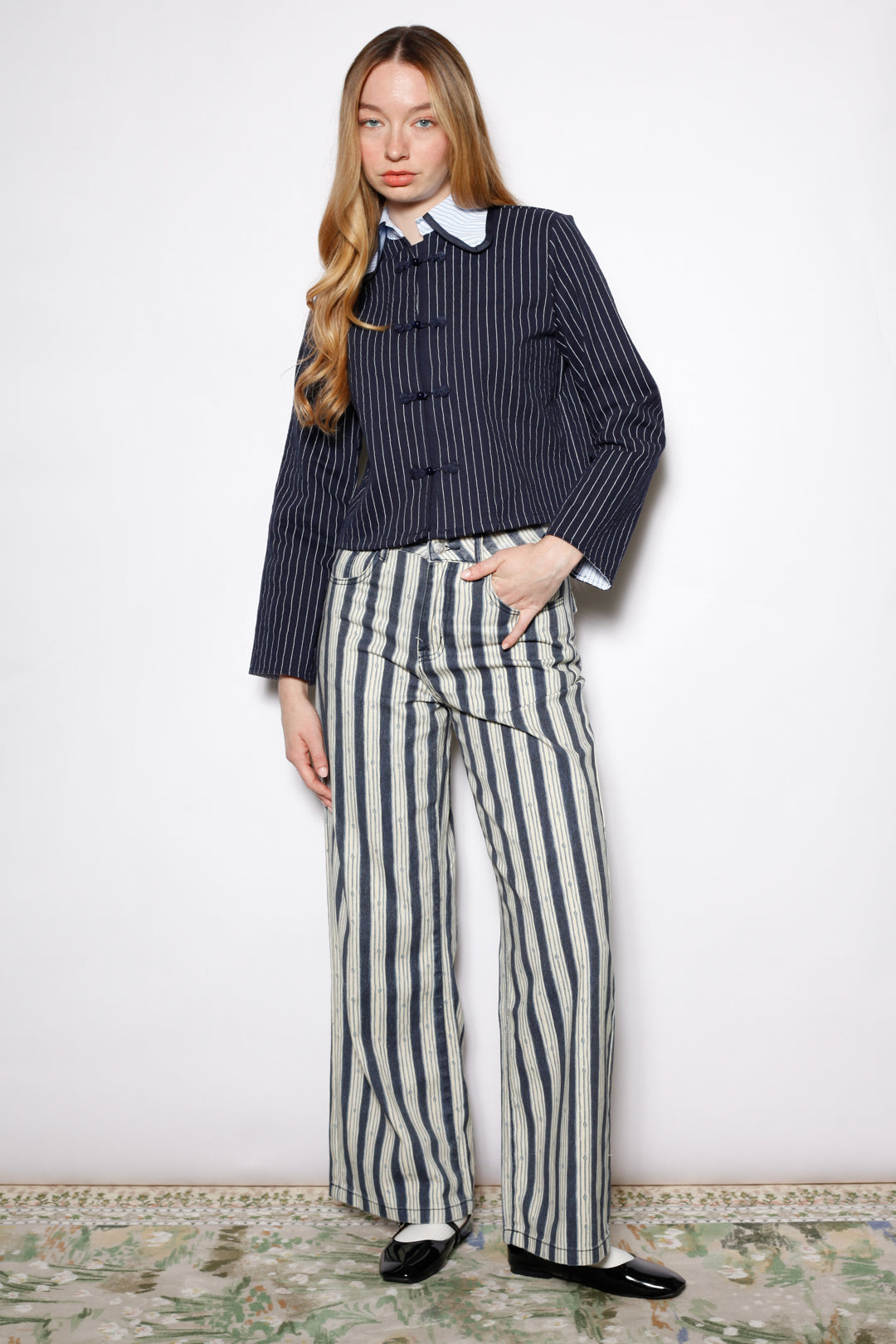 Cotton Denim Pinstripe Jacket