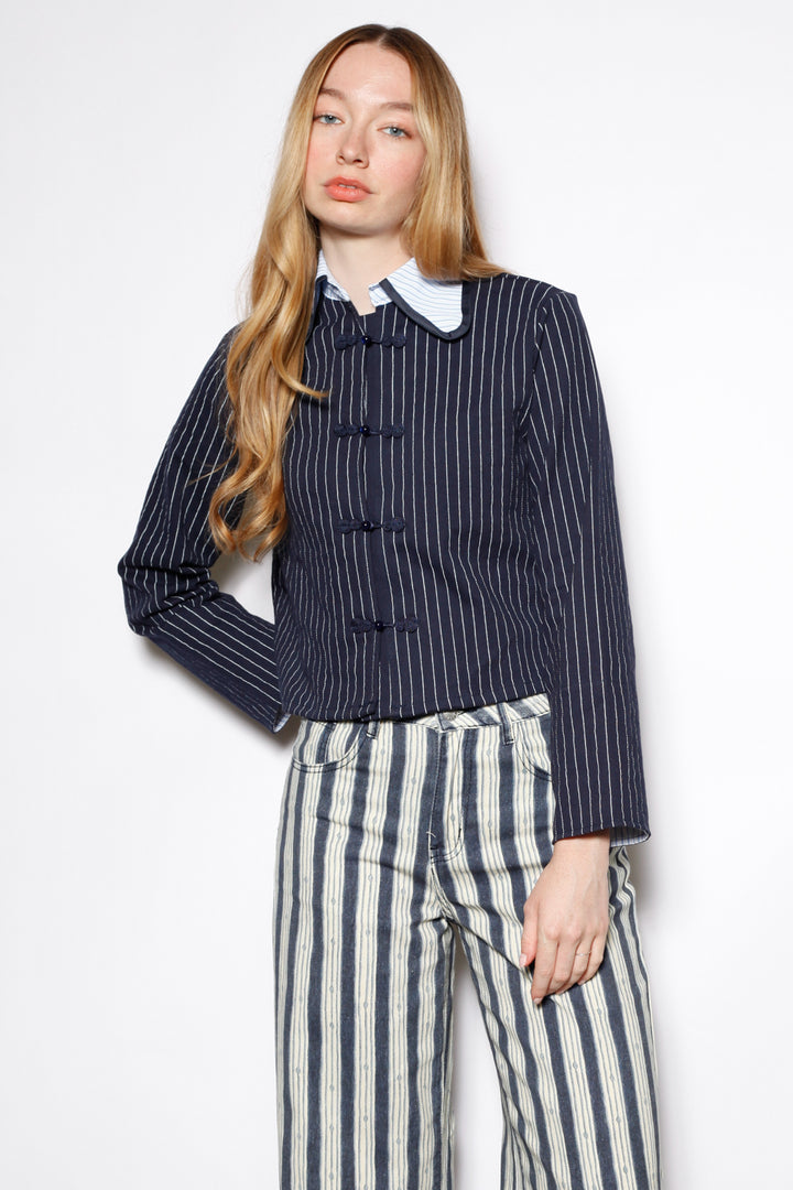Cotton Denim Pinstripe Jacket