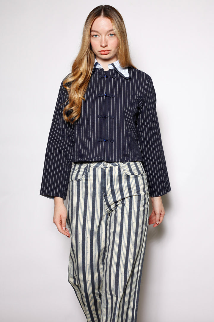 Cotton Denim Pinstripe Jacket