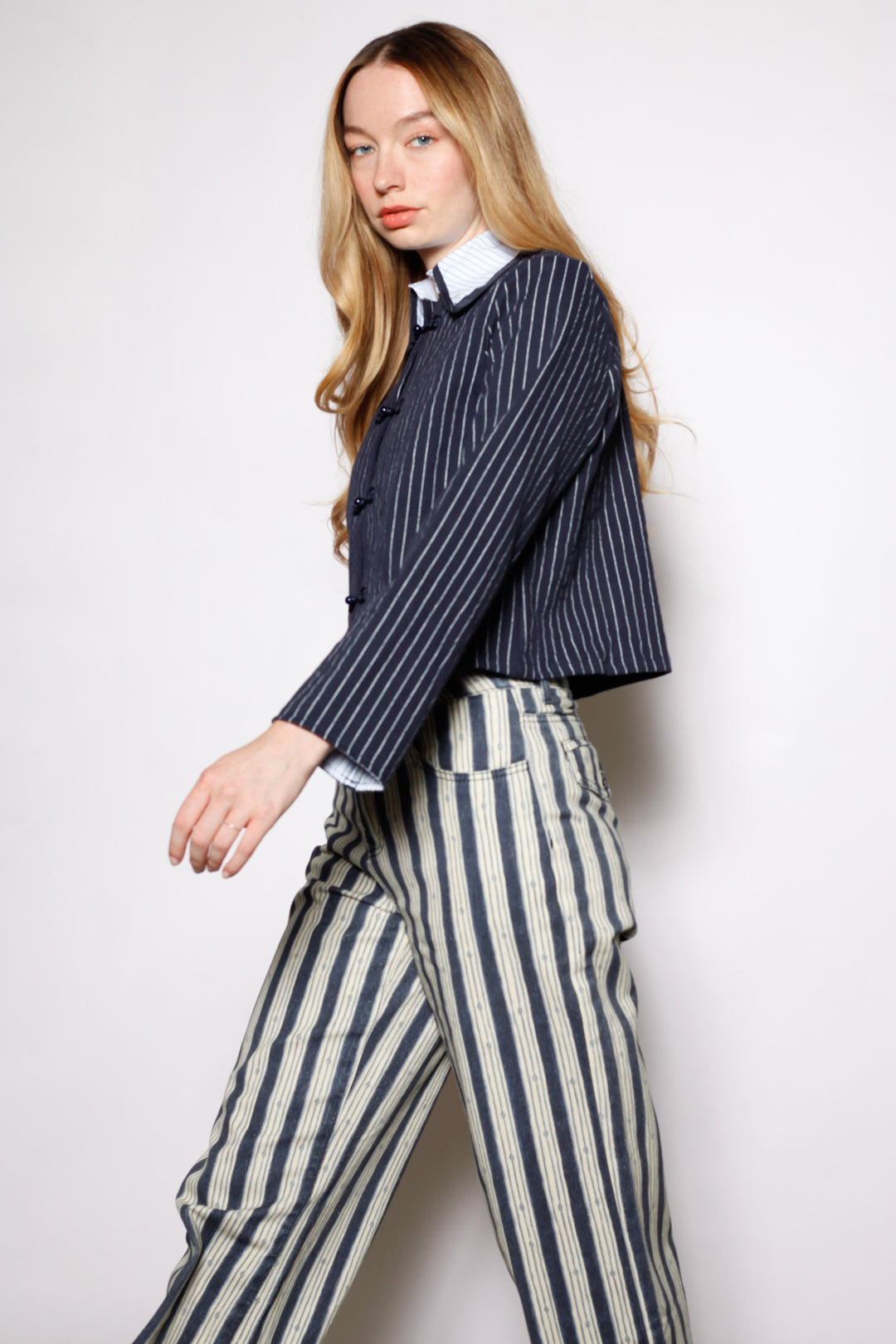 Cotton Denim Pinstripe Jacket