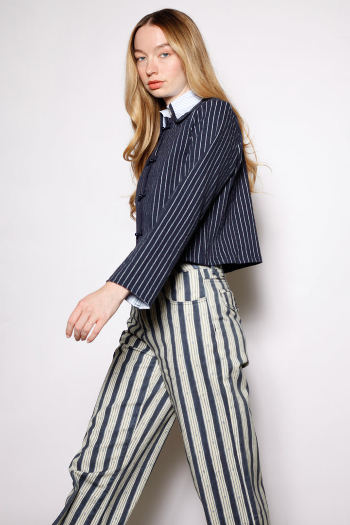 Cotton Denim Pinstripe Jacket