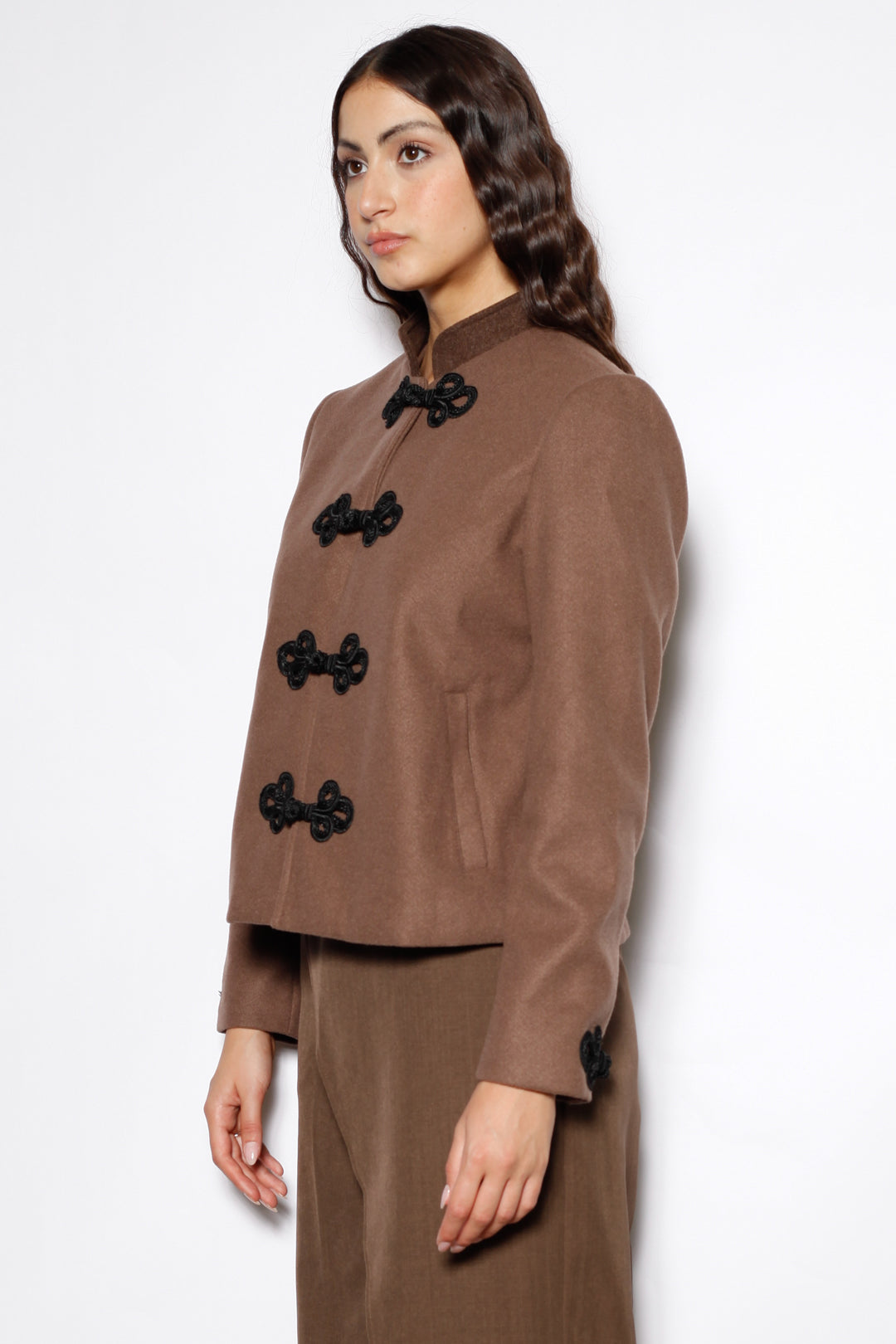 Wool Brown Frog Closure Jacket