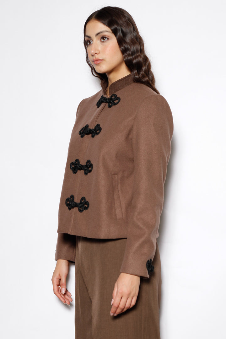 Wool Brown Frog Closure Jacket