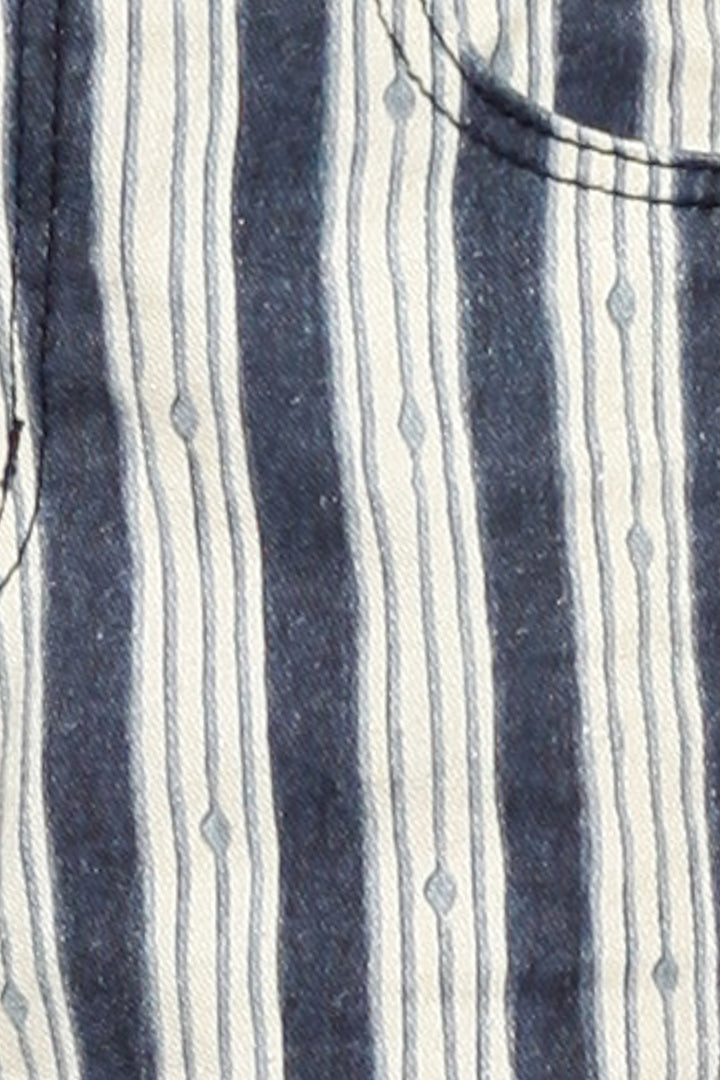 Cotton Denim Stripe Wide Leg Pants