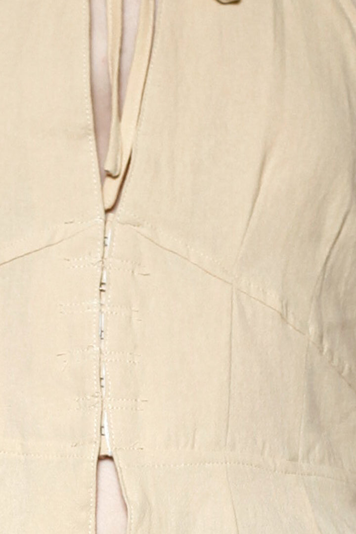 Cotton Beige Qipao Corset Halter Top