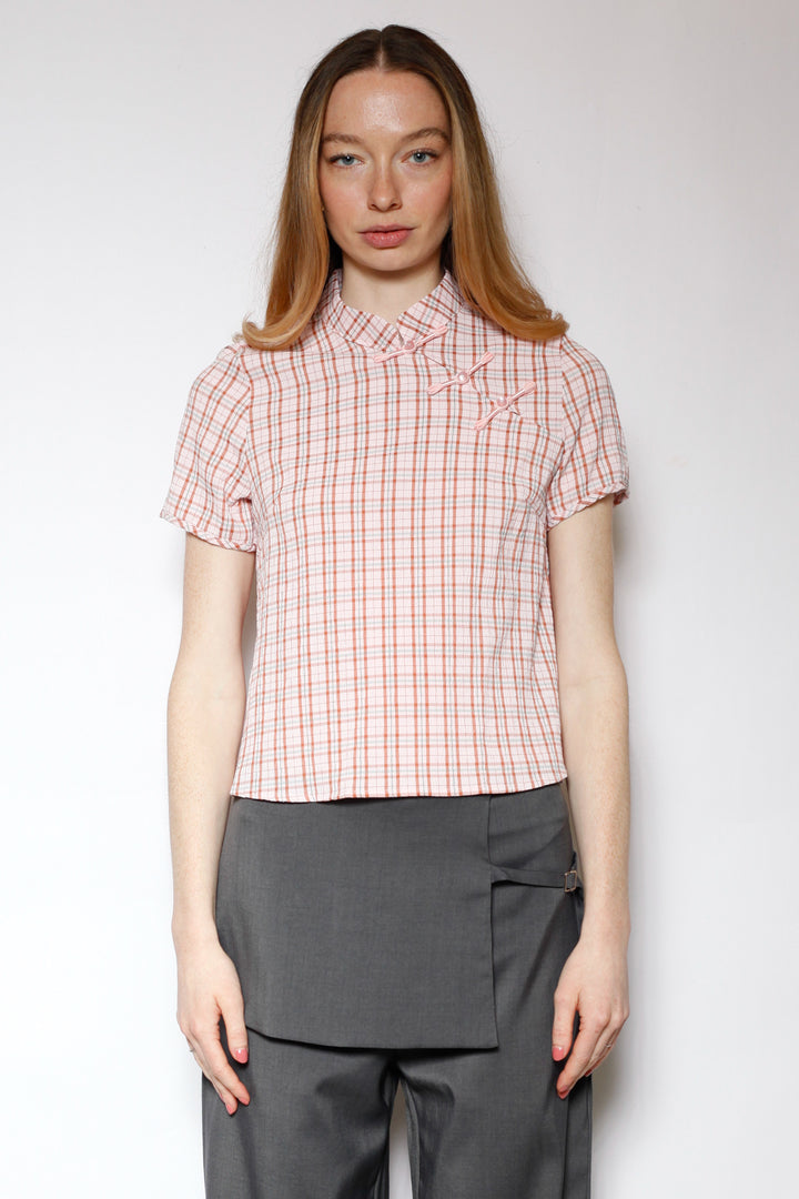 Cotton Pink Poplin Qipao Style Top