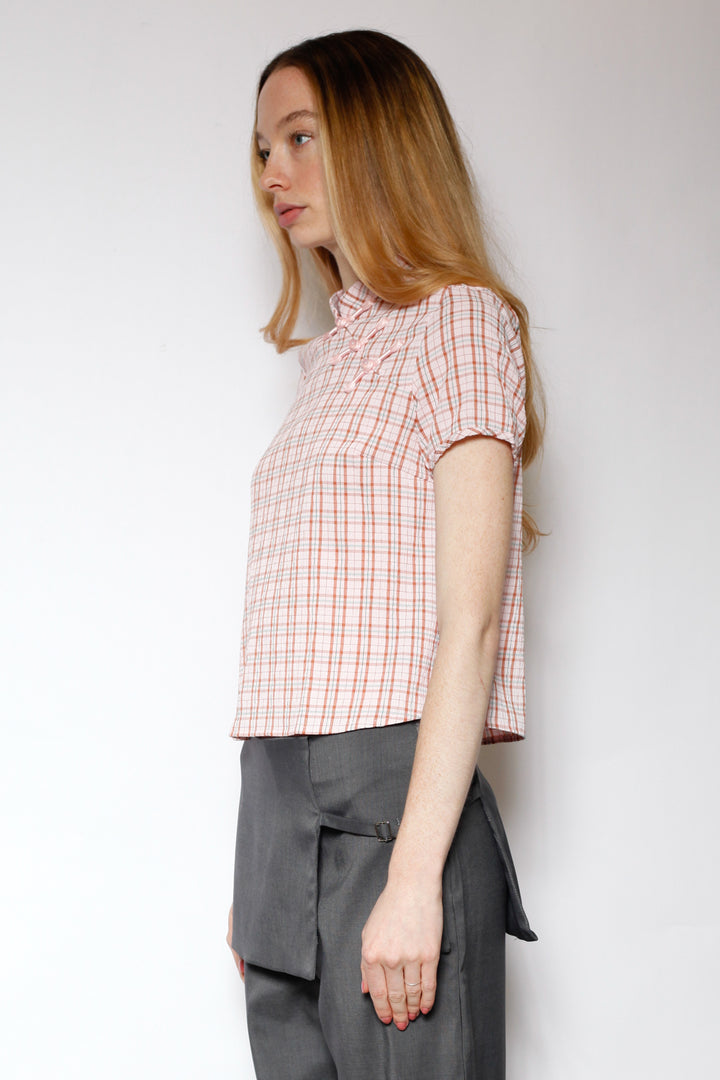 Cotton Pink Poplin Qipao Style Top