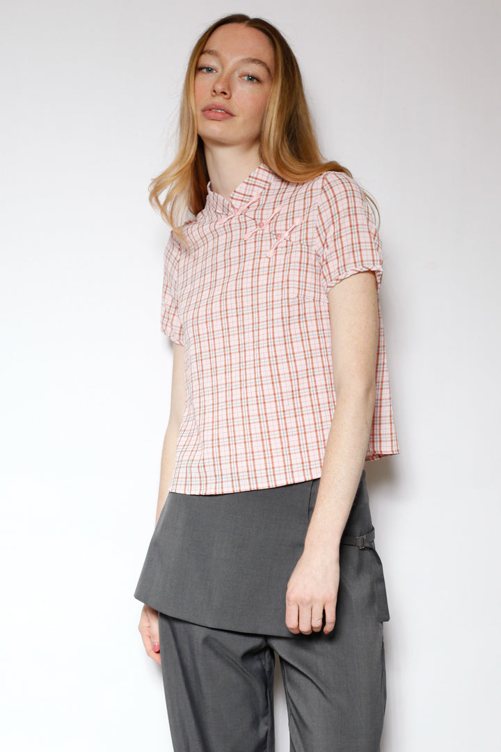 Cotton Pink Poplin Qipao Style Top