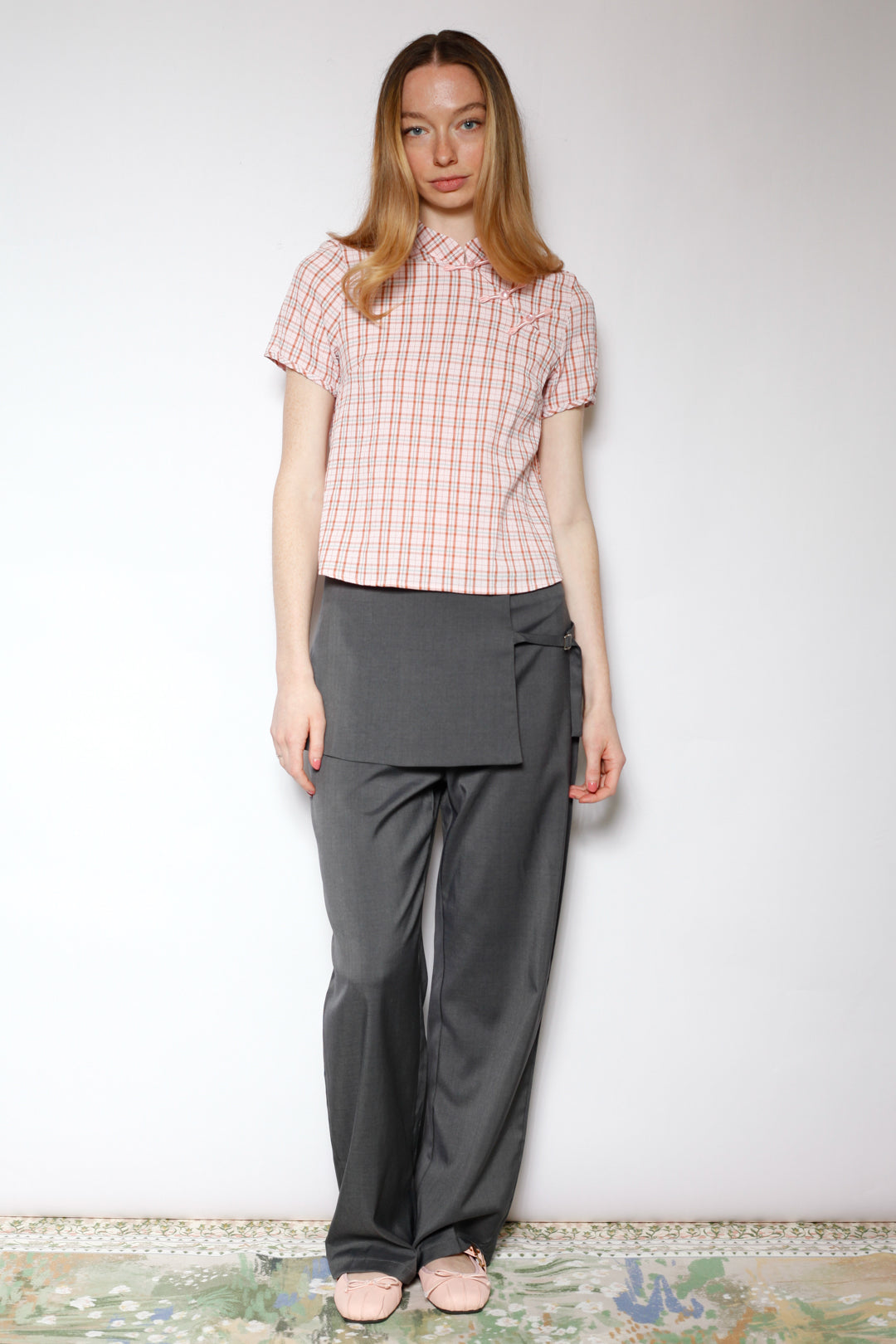 Cotton Pink Poplin Qipao Style Top